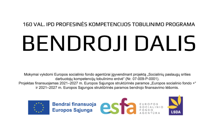 160 val. IPD mokymai: BENDROJI DALIS